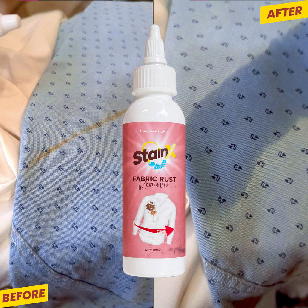 StainX Fabric Rust Remover 100ml for removing rust stains from clothes and fabrics