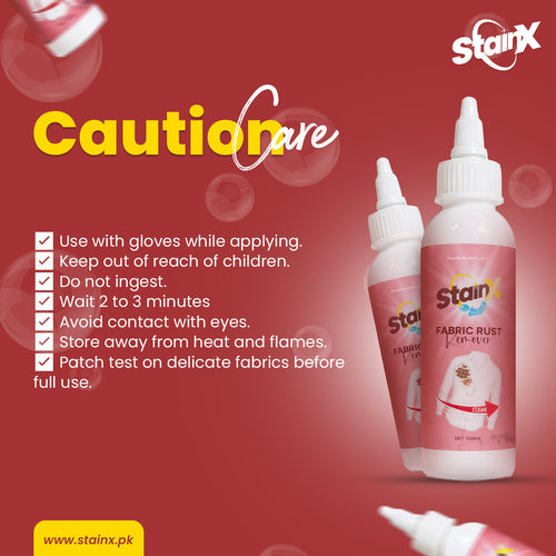 StainX Fabric Rust Remover 100ml for removing rust stains from clothes and fabrics